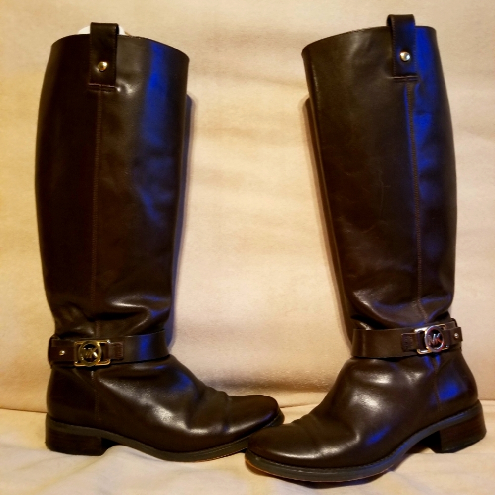 Brown leather boots